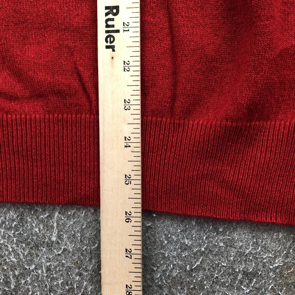 Alan Flusser Sweater Mens Medium Red 2 Ply Cashmere V Neck Knit Pullover Top
